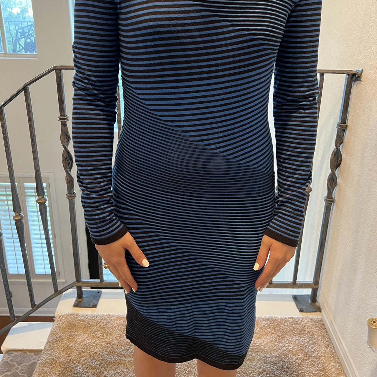 Michael Kors blue and black striped dress. Size small - Depop