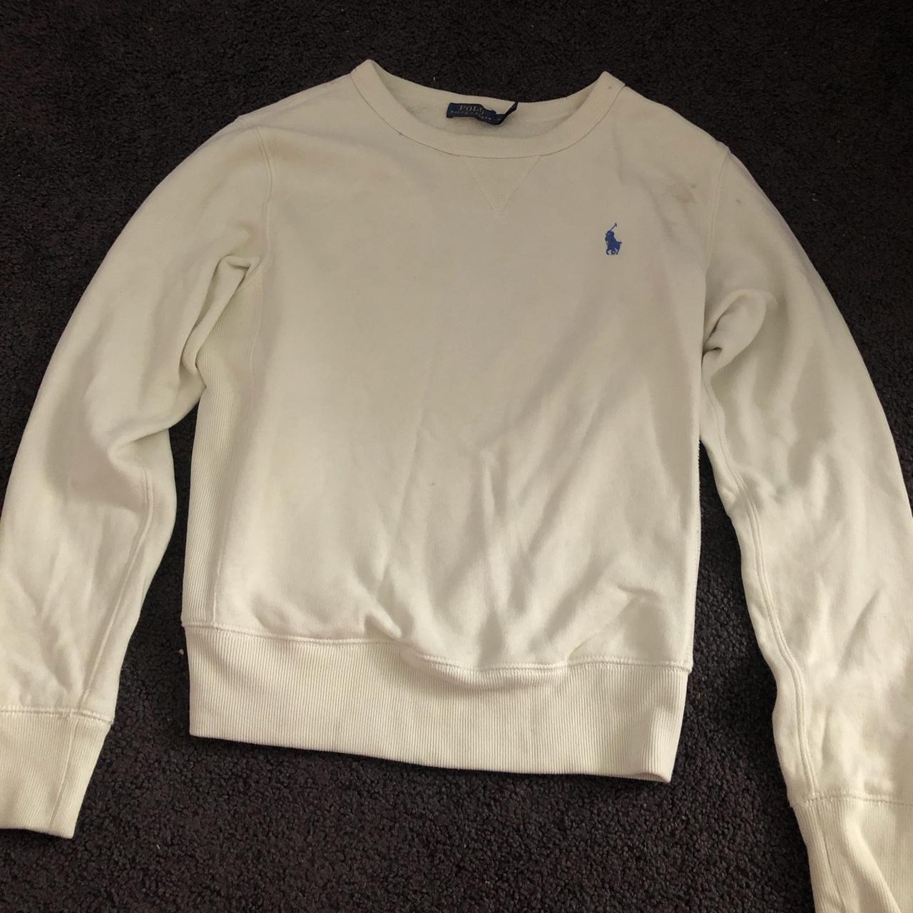 genuine ralph lauren sweater white with small... - Depop