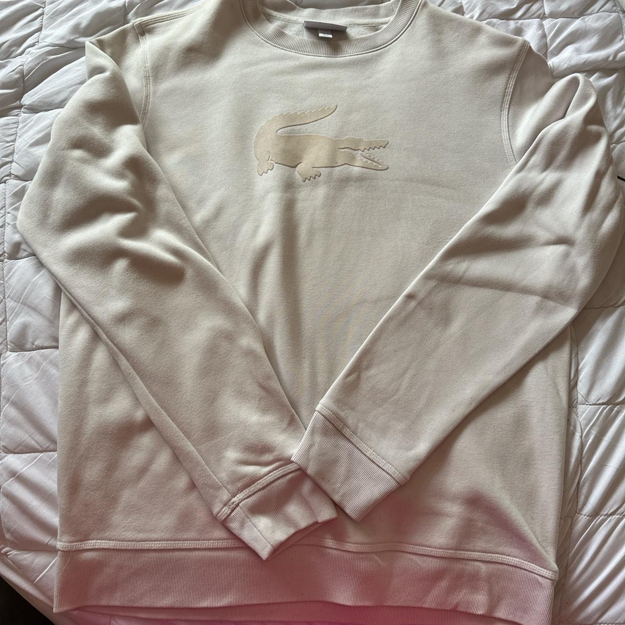 Lacoste sweater Sweatshirt Cream/white Size M... - Depop