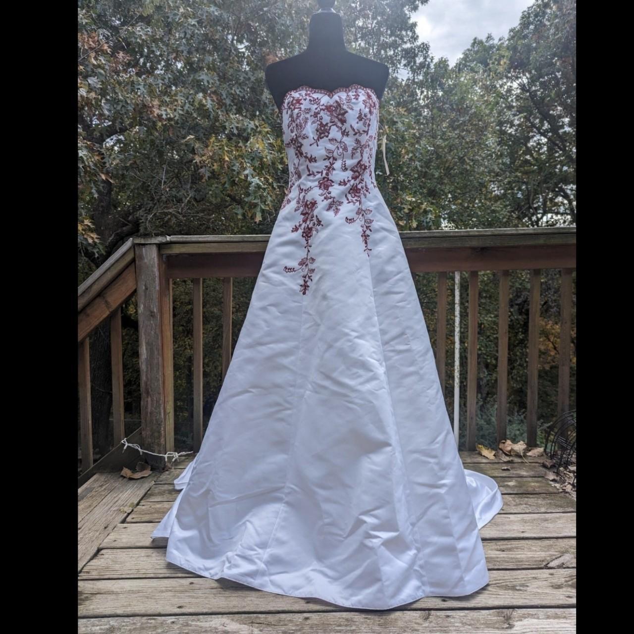 David's bridal red wedding dress best sale