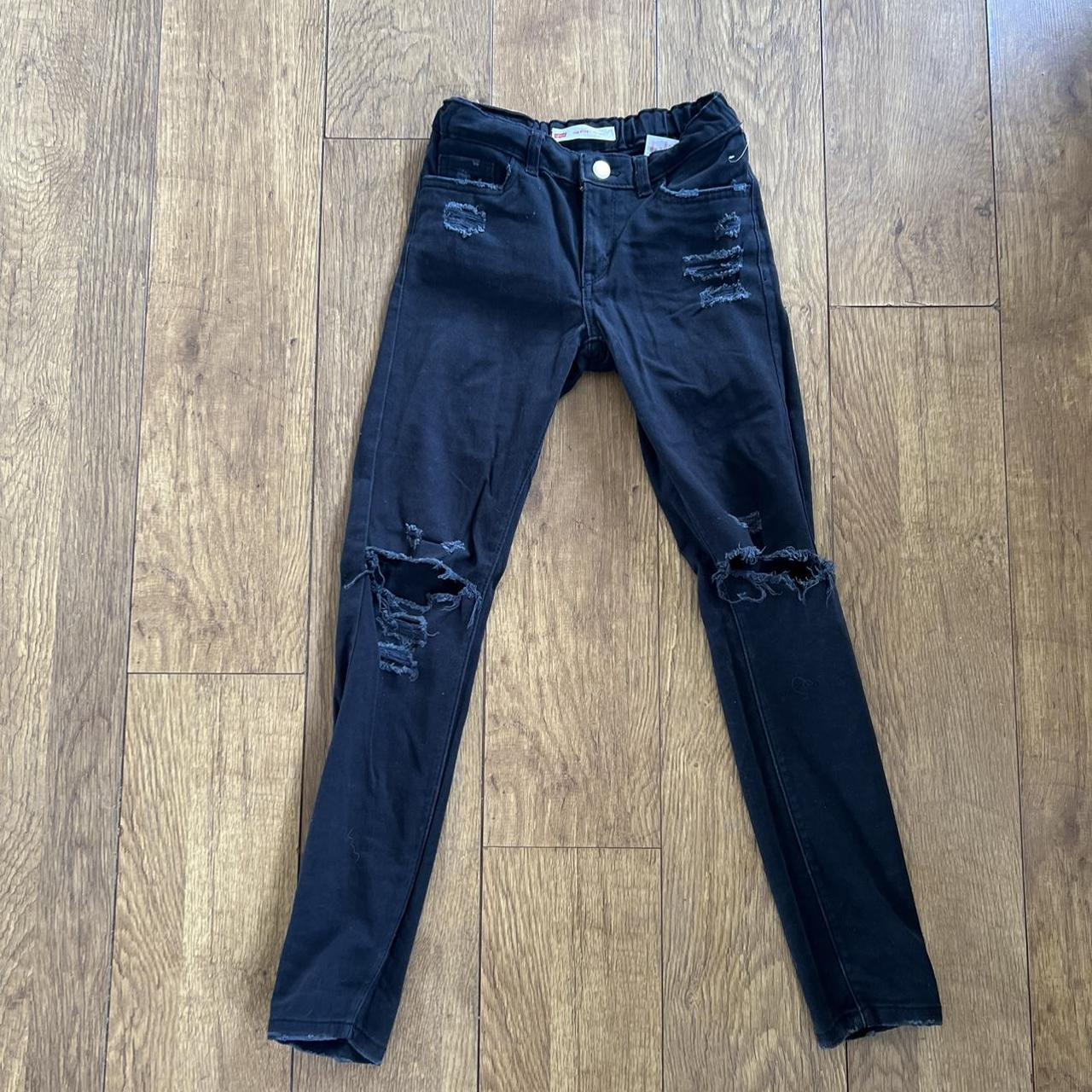Levis 710 super skinny black ripped jeans - Depop