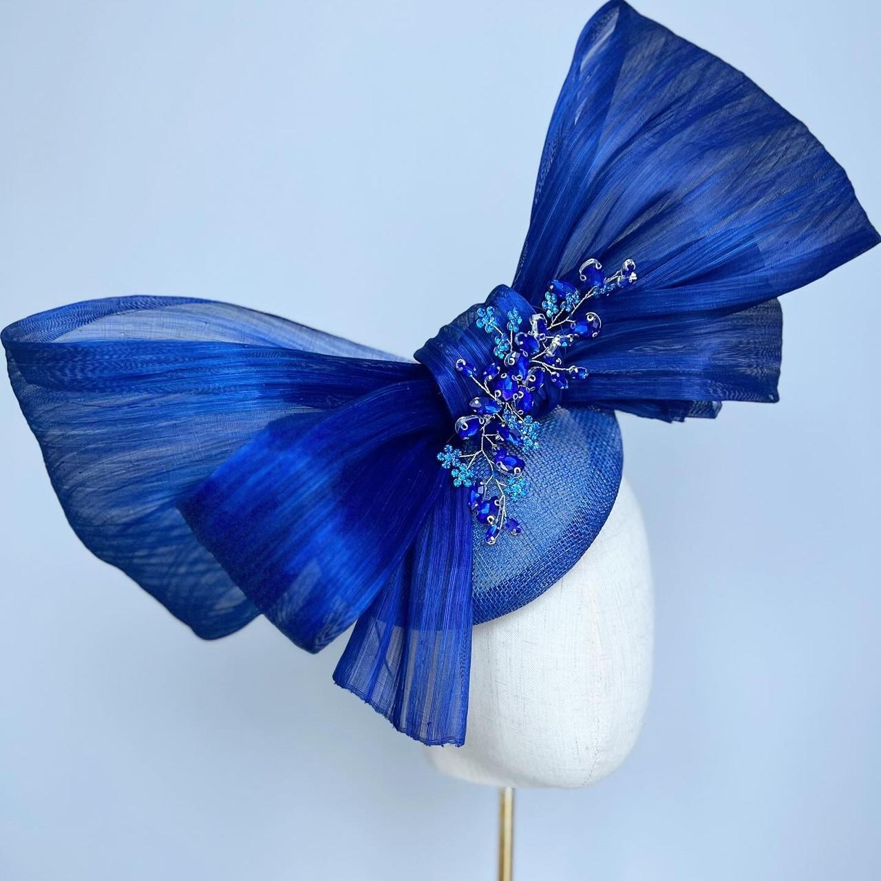 Handmade Fascinator Made With Silk Abaca In Royal... - Depop