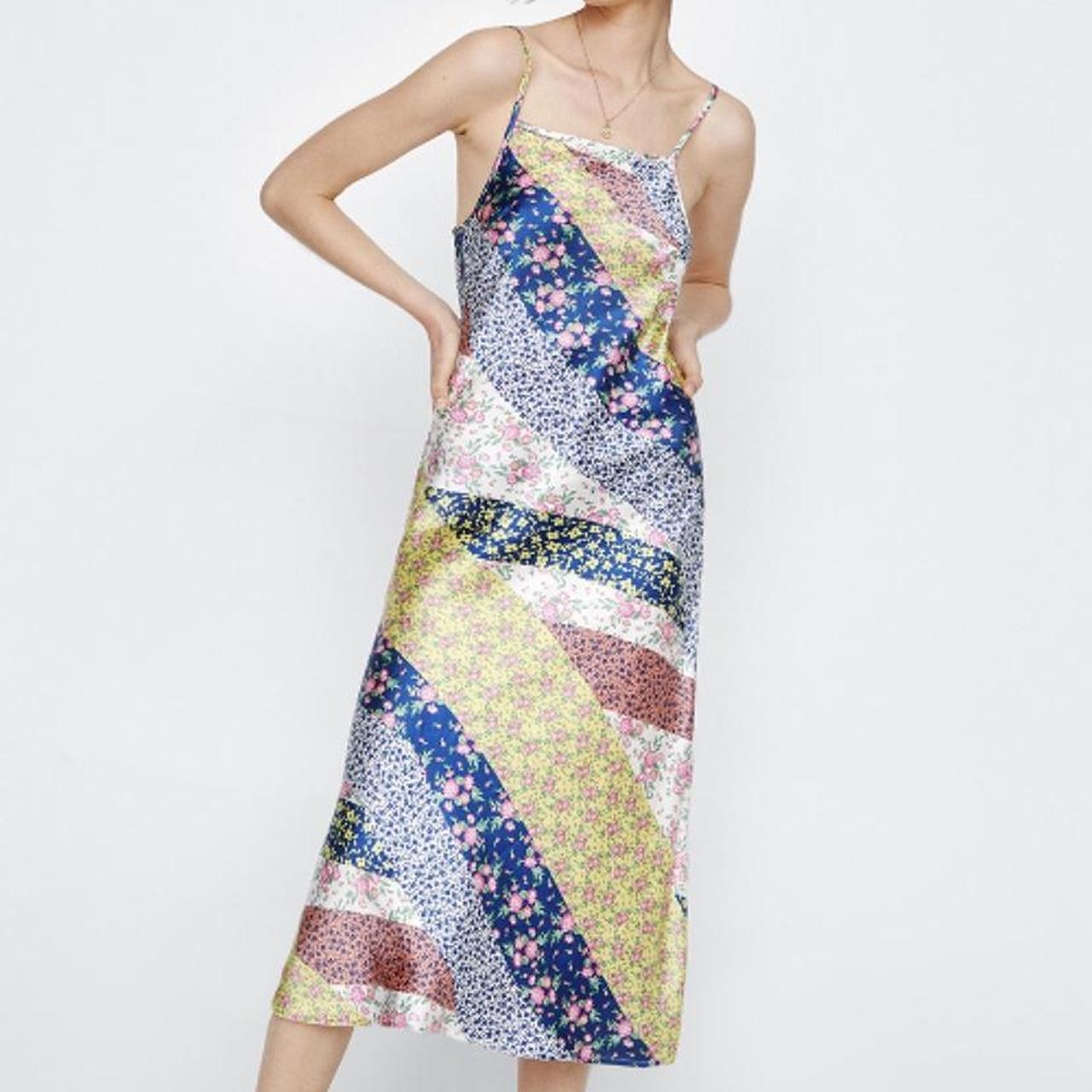 Satin Floral Print Patchwork Mixed