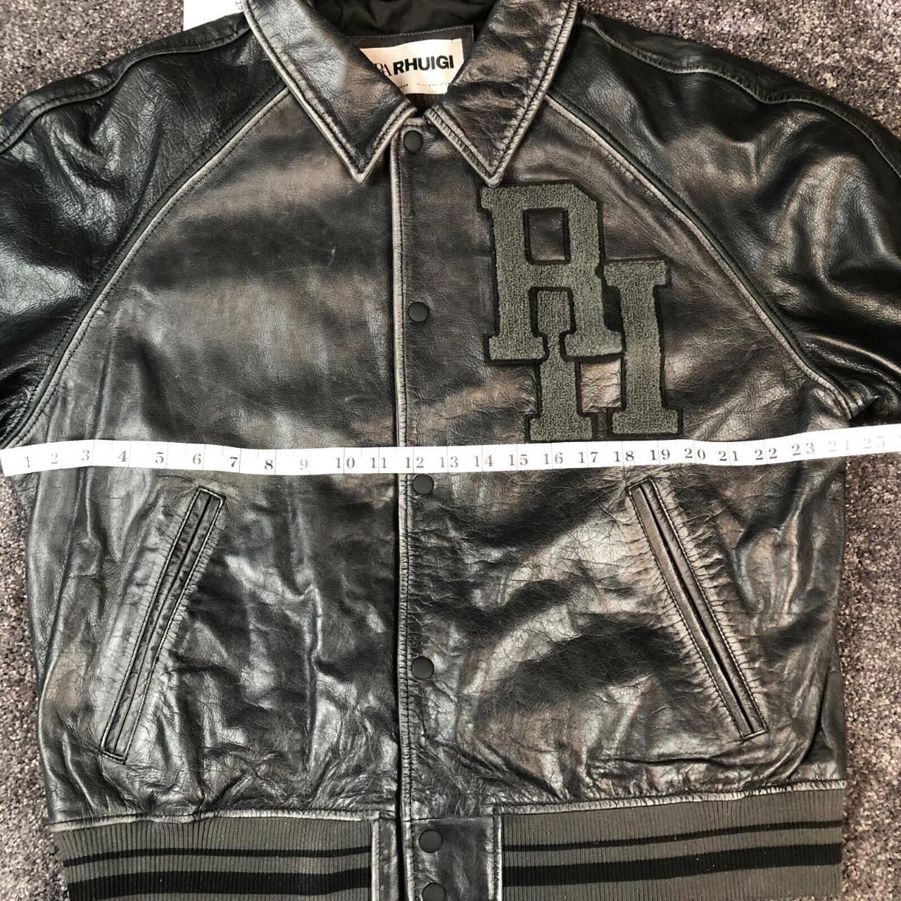 Zara real buffalo leather varsity jacket- Zara x... - Depop