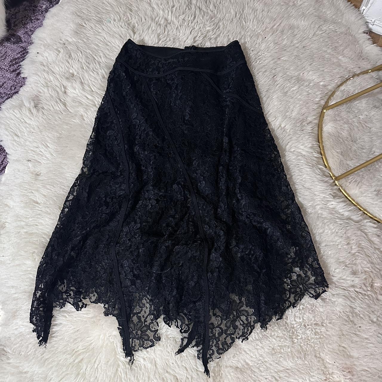 fairy lace long black skirt - Depop