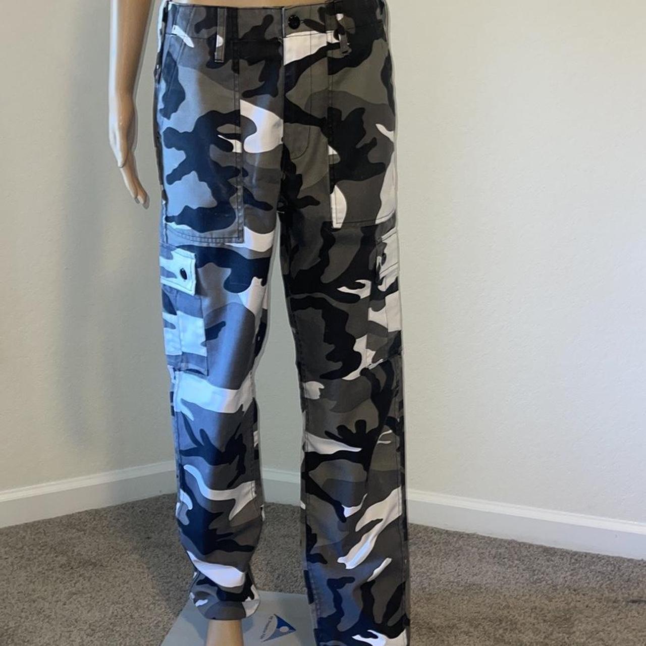 UNISEX Black, White Grey Camo Cargo Pants Size