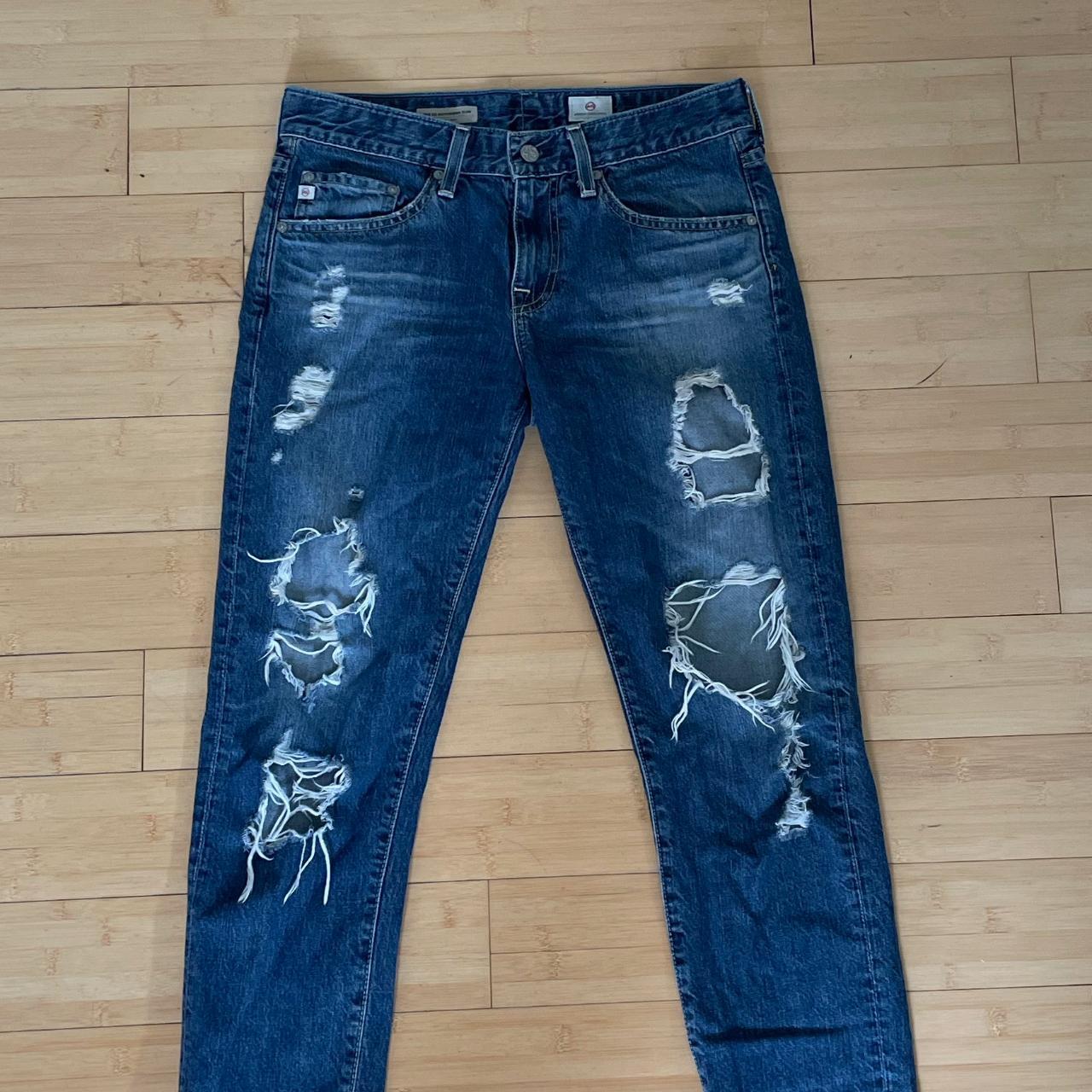 AG Jeans Women's Navy and Blue Jeans | Depop