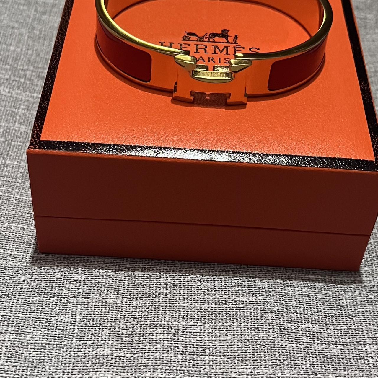 Hermes Red/Gold bangle With box/bag No returns or... - Depop