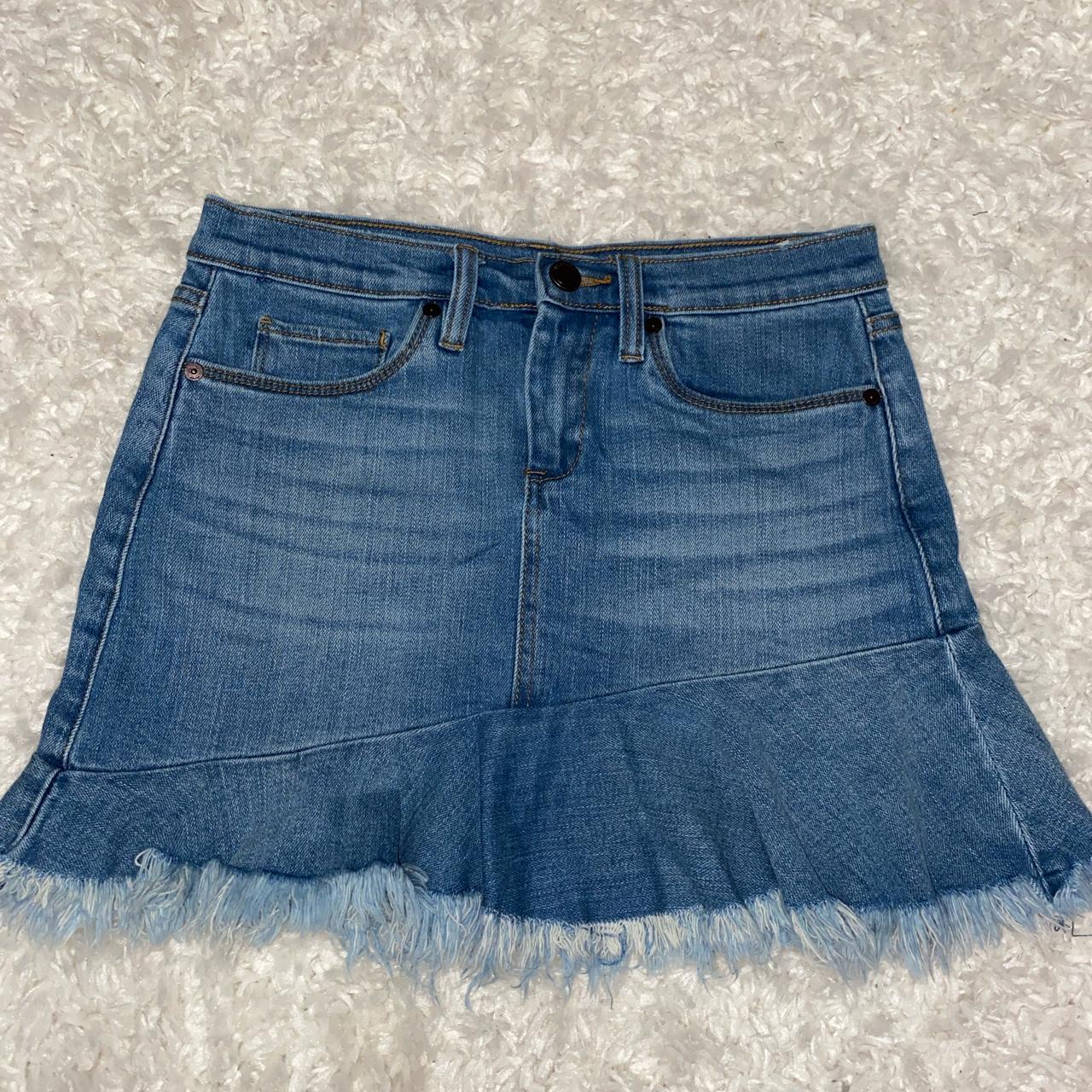 Blank NYC Fringe Denim Skirt 25” Waist 14”... - Depop