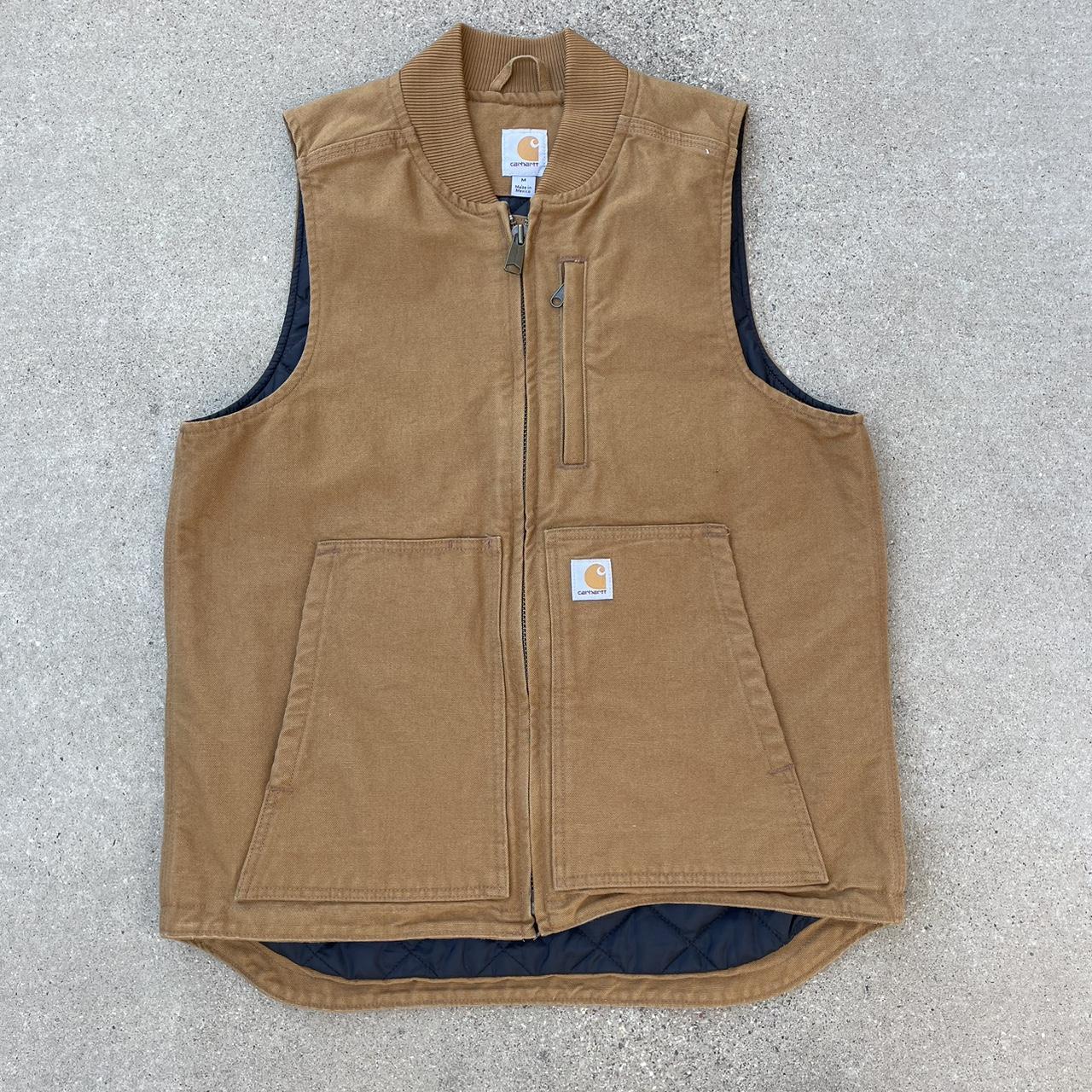 Carhartt Duck Quilt Lined Brown Utility Vest, Size... - Depop