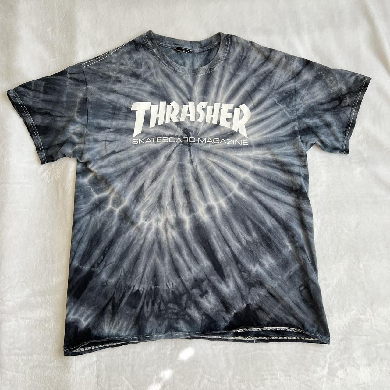 Blue tie dye outlet thrasher shirt