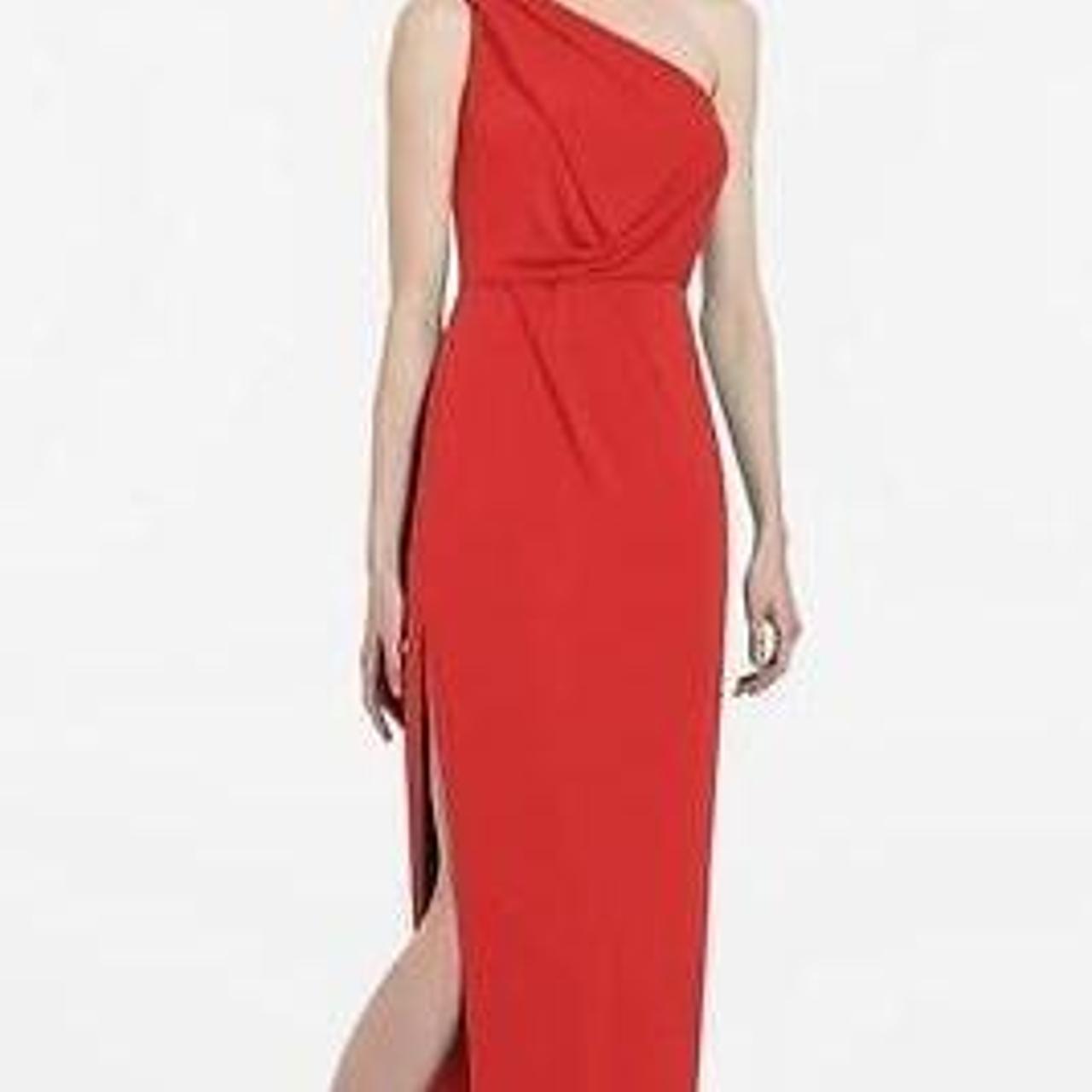 BCBGMAXAZRIA RED BERRY SNEJANA ONE SHOULDER GOWN