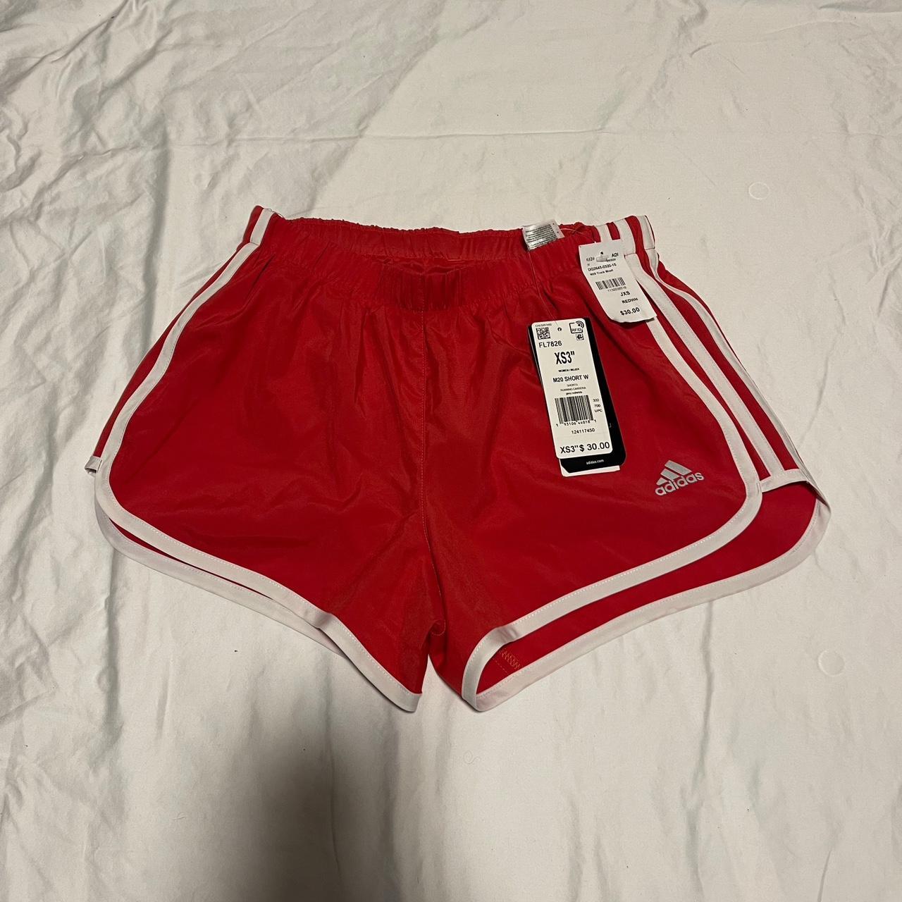 Adidas Women's Red and White Shorts Depop