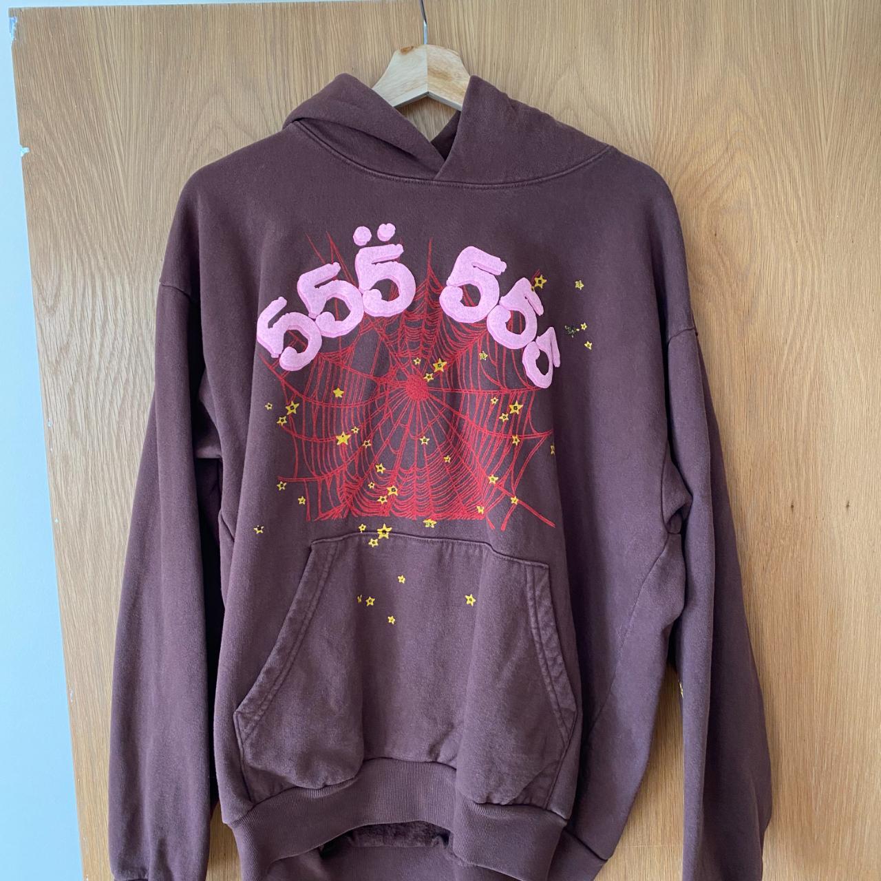 Sp5der Angel Number Hoodie Spider Worldwide Brown... - Depop