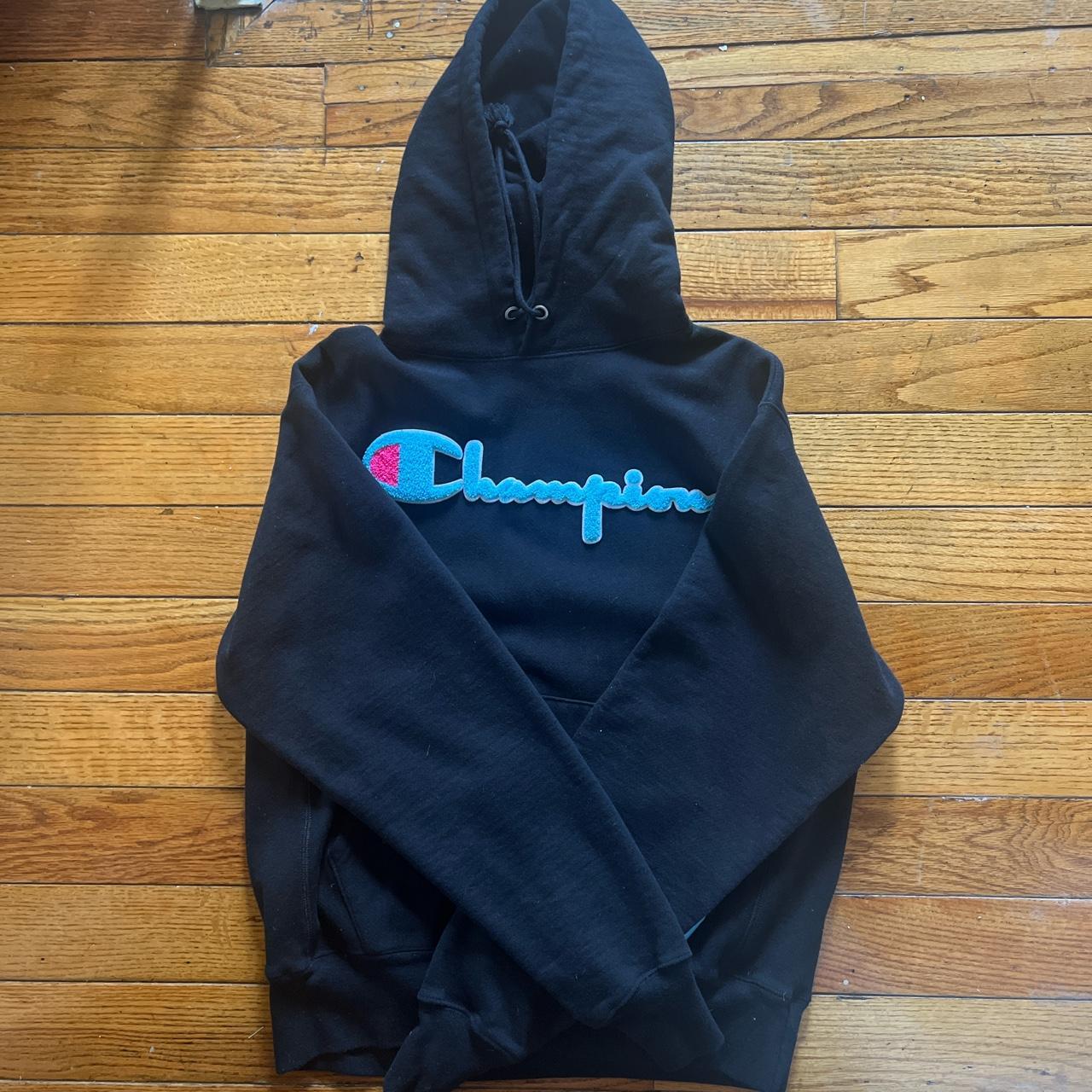 Blue and hotsell black champion hoodie