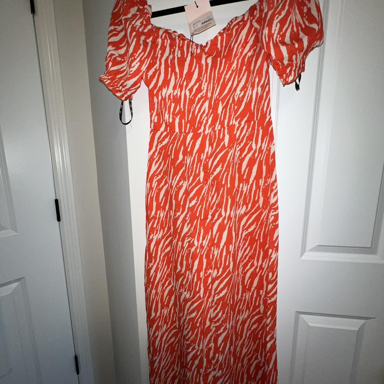 Missguided Zebra Print Orange Dress Us Size 4 Milkmaid Depop 