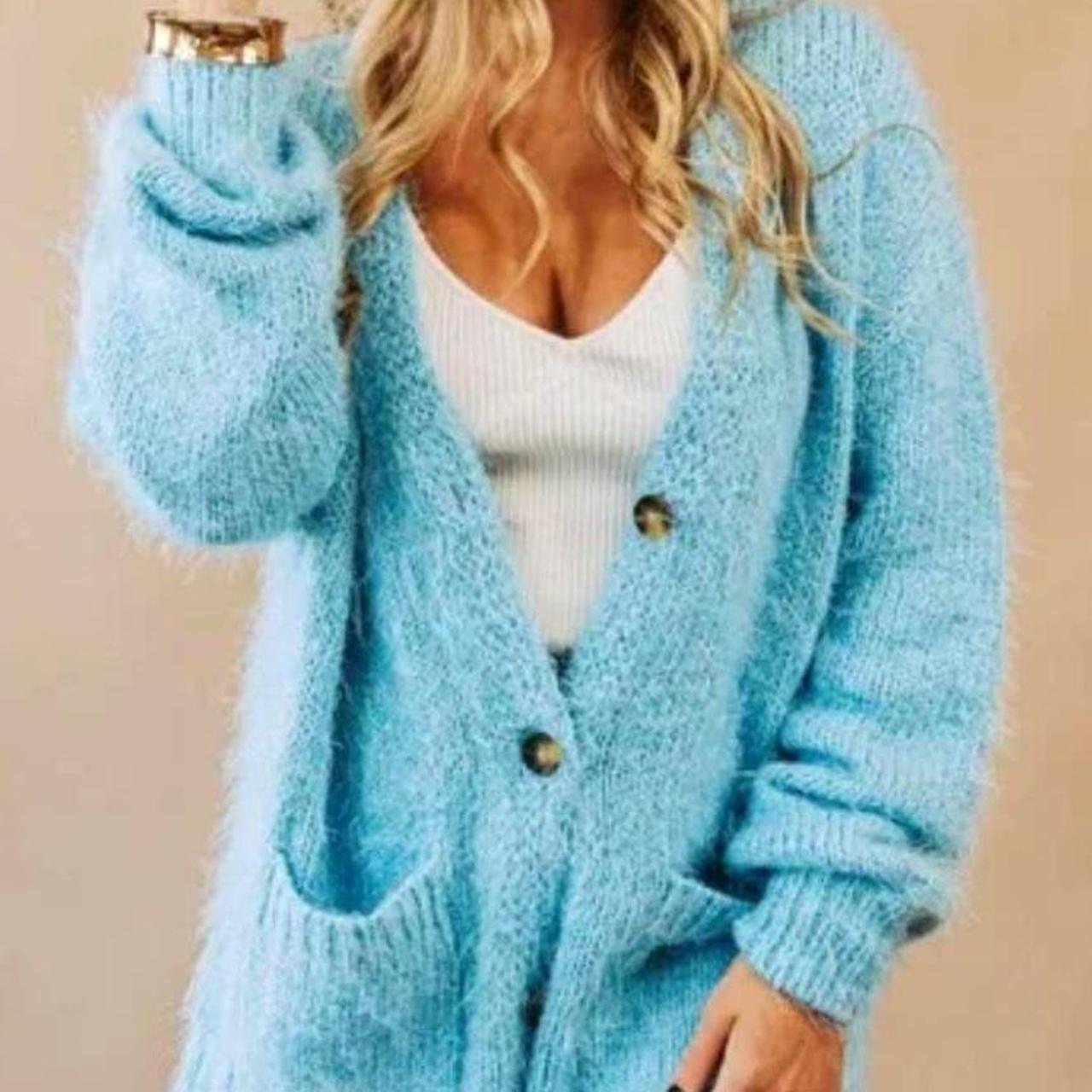 Free People NWT Lulu V Neck Blue Oversized Sweater Size top S