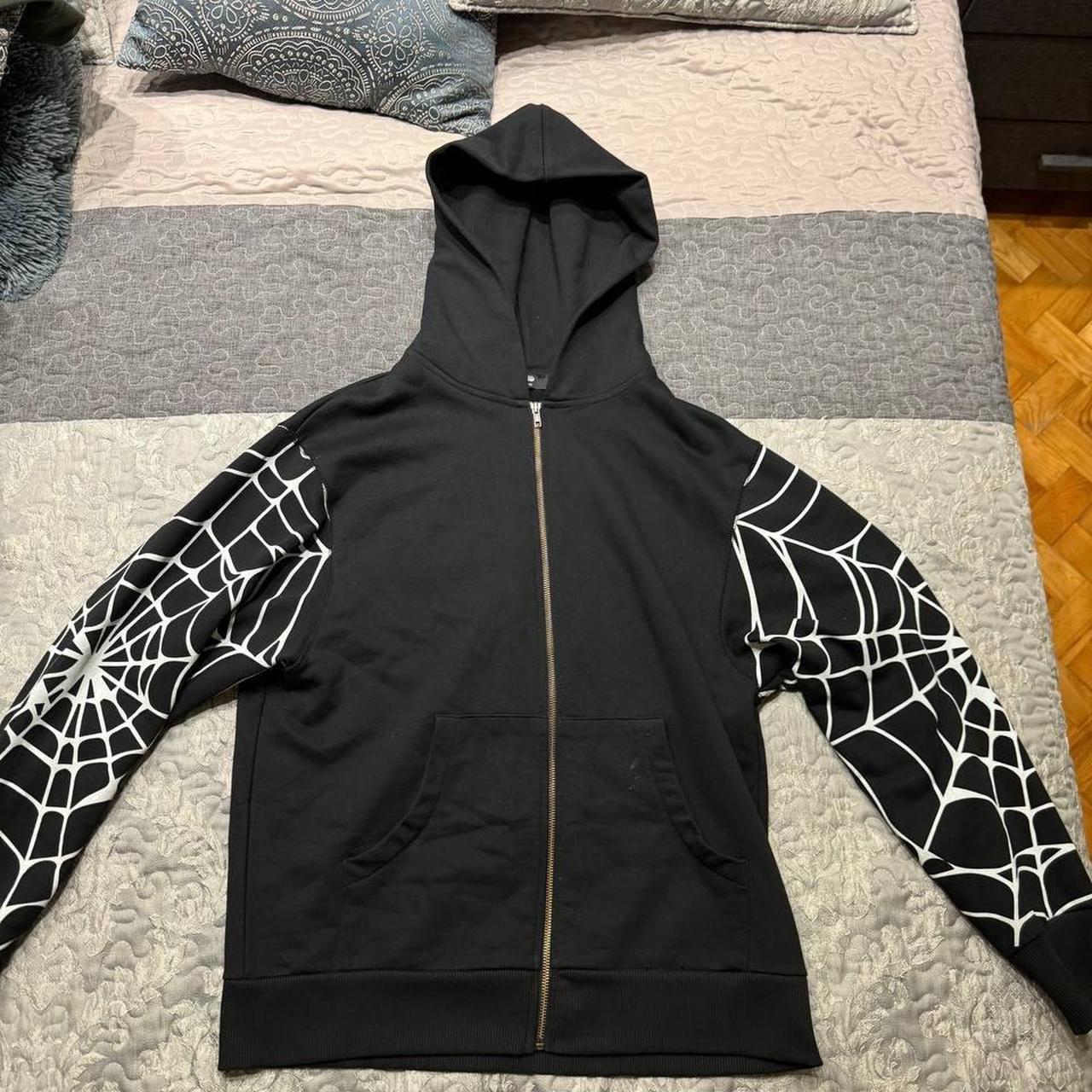 jaded london spider hoodie zip-up , size S but feels | Depop