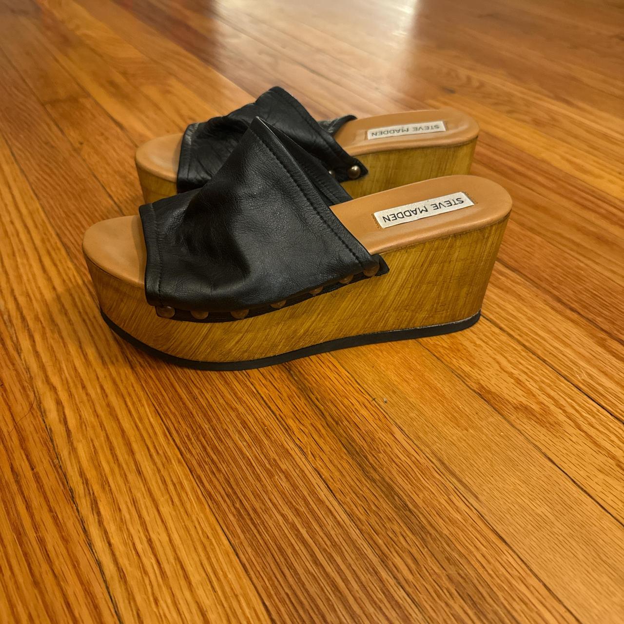 Steve Madden Black Wooden Platform Sandals Steve Madden Vintage