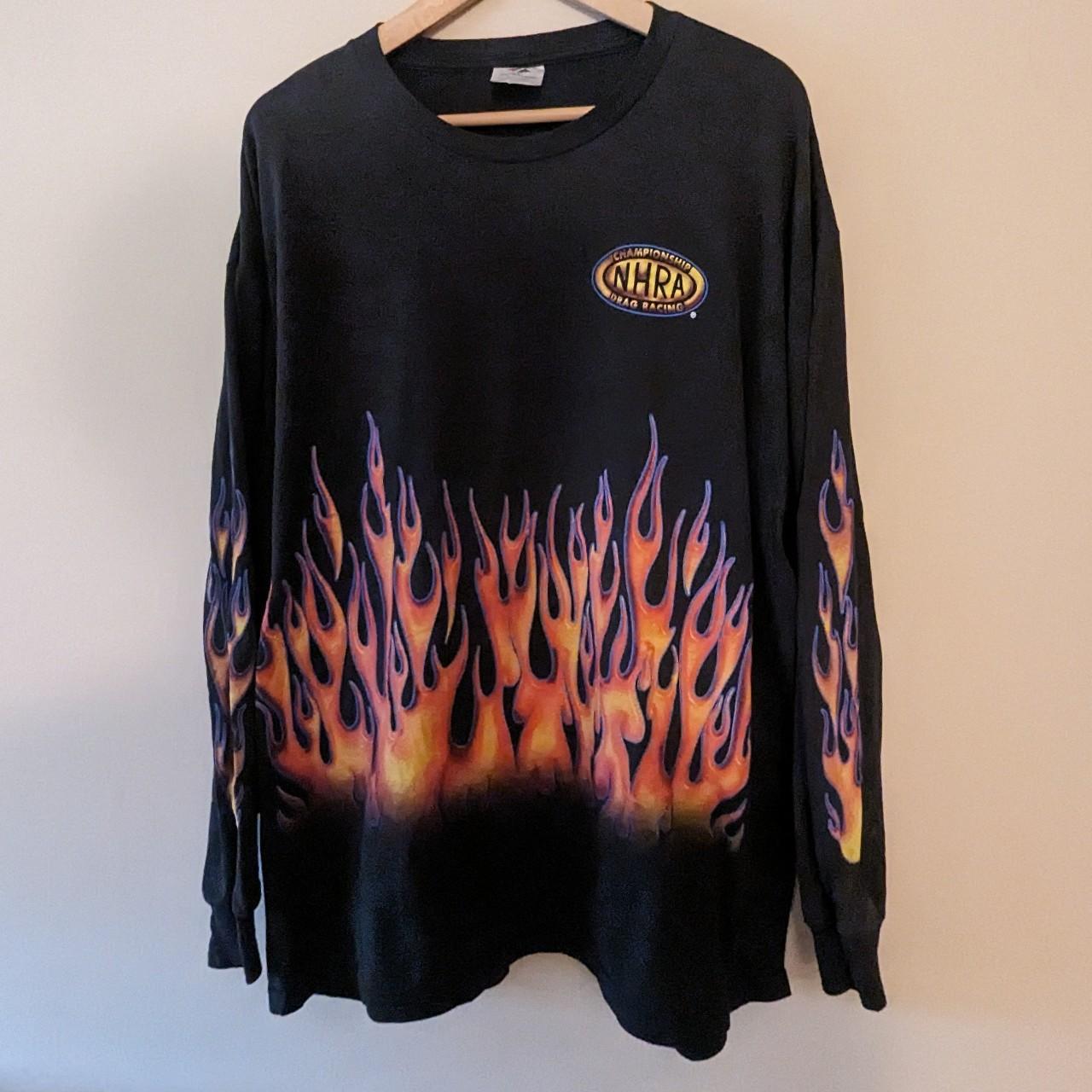 Vintage 90s NHRA Championship Drag Racing Flames... - Depop