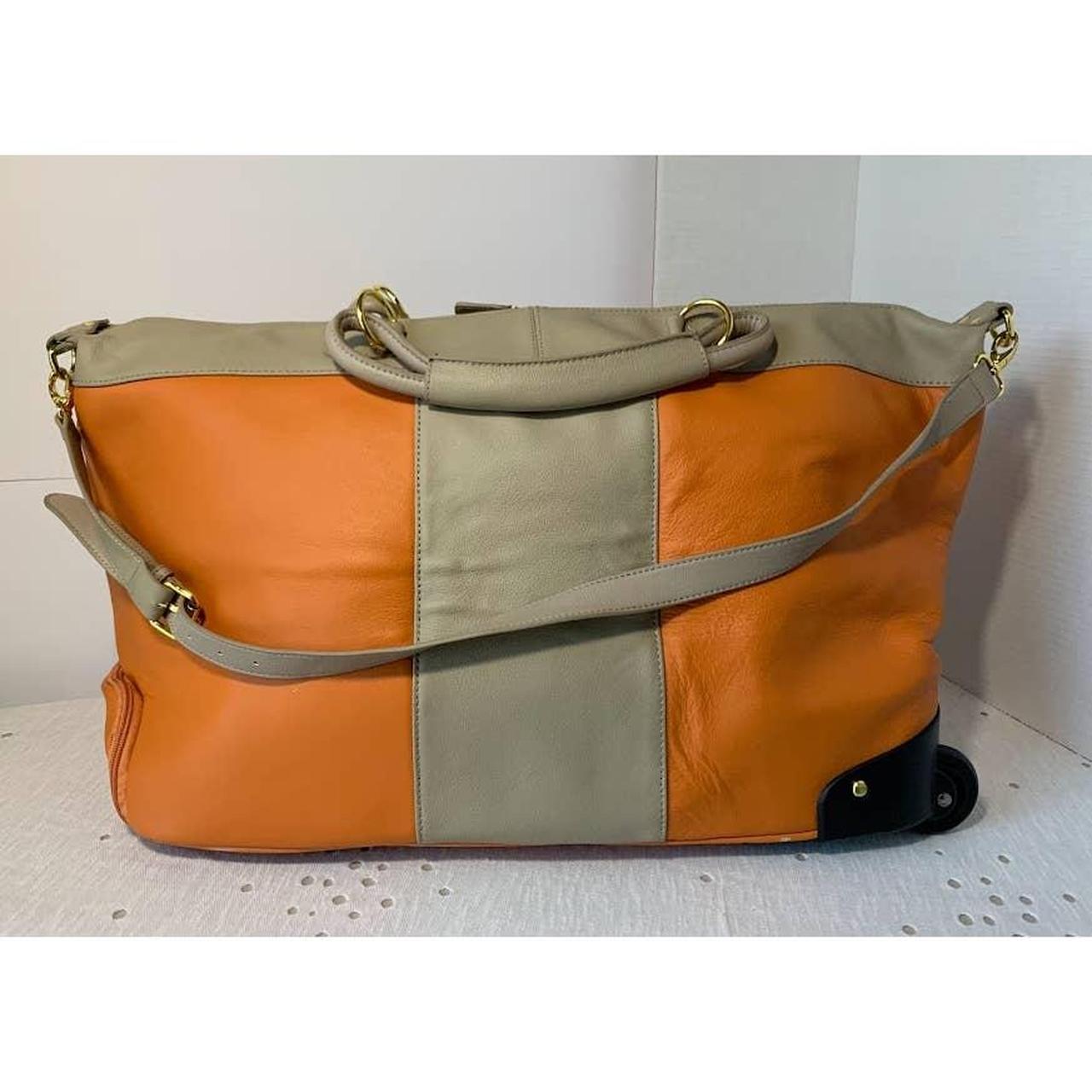 Joy Mangano JM New York Orange and Gray Luggage... Depop