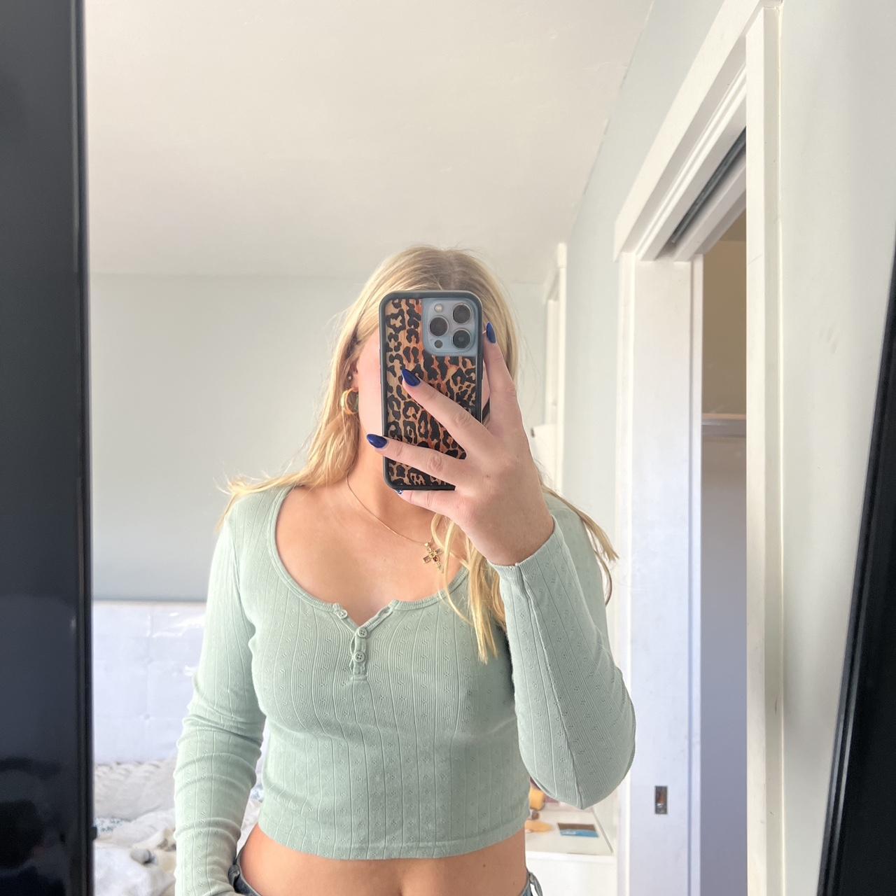 Brandy Melville one size green halter top - Depop