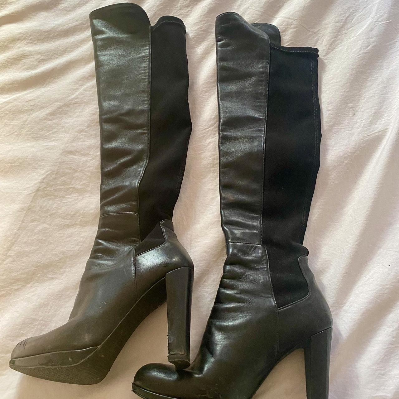 Y2K Stuart Weitzman thigh high leather boots. The... - Depop