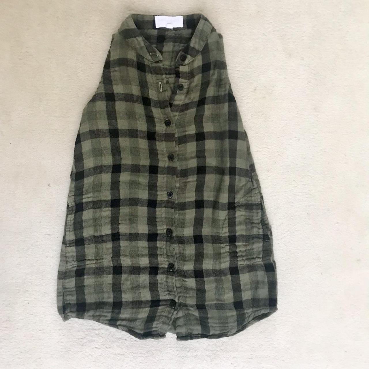 Bella Dahl girl olive plaid shirt dress Bella Dahl Depop