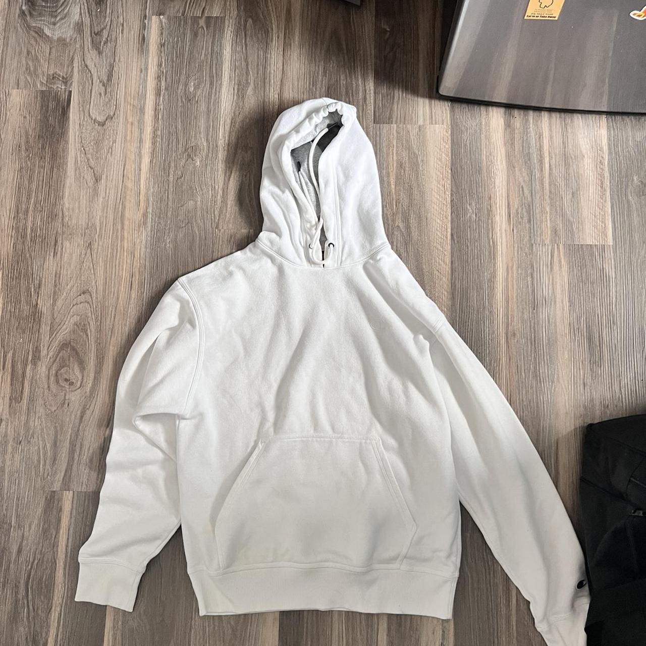 White Champion hoodie Casual and warm hoodie, great... - Depop