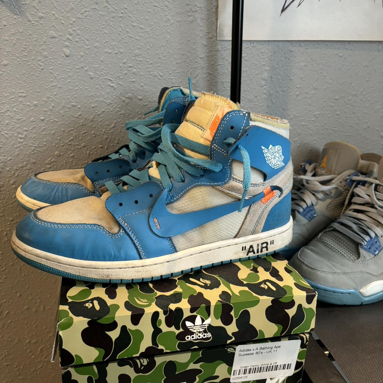 Off White UNC 1s. Bought in 2018 and slugged them. Depop