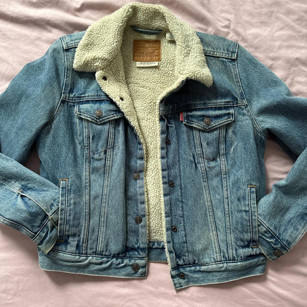 levis fleece lined blue denim jacket #levis... - Depop