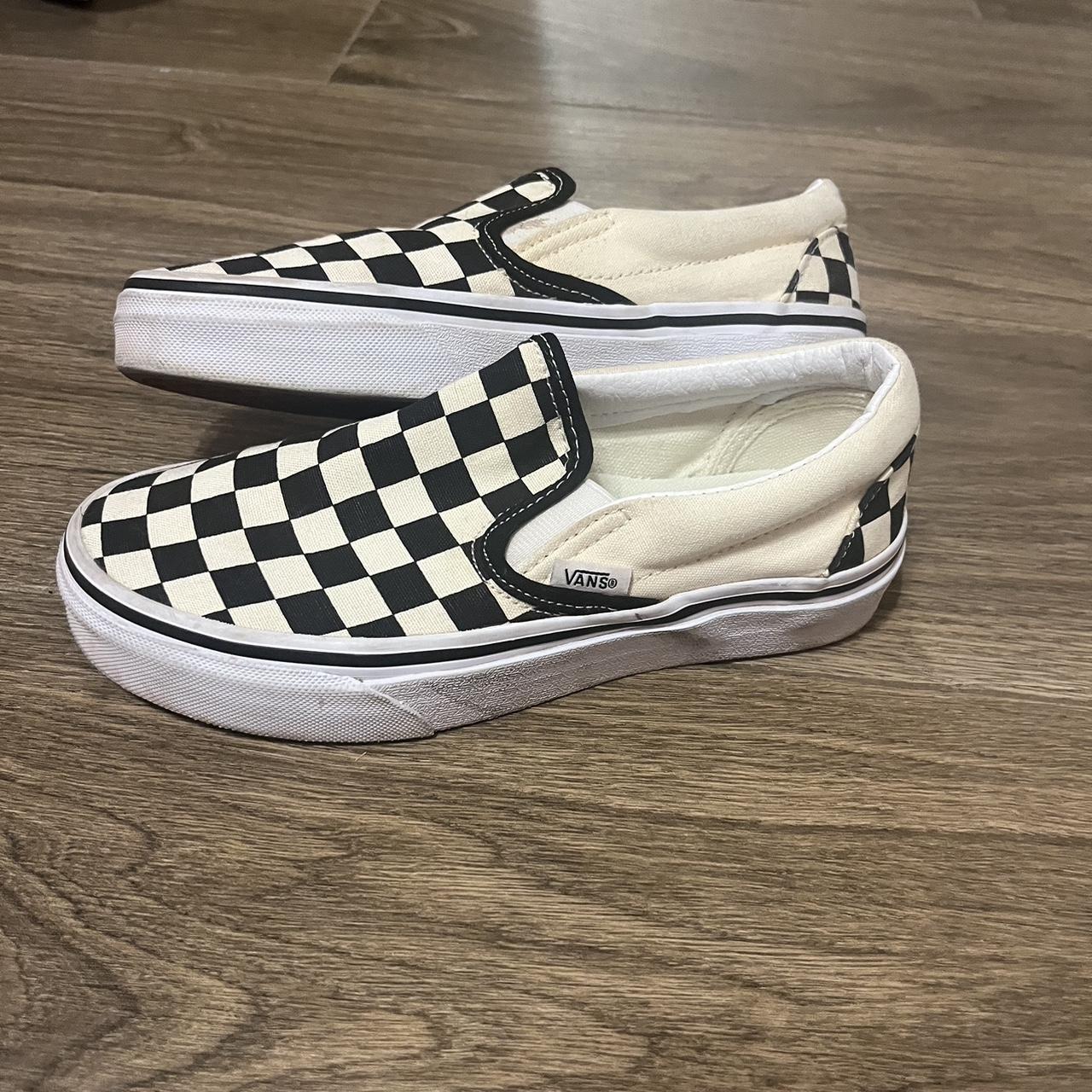 Black and white checkered vans. Only worn a few... Depop