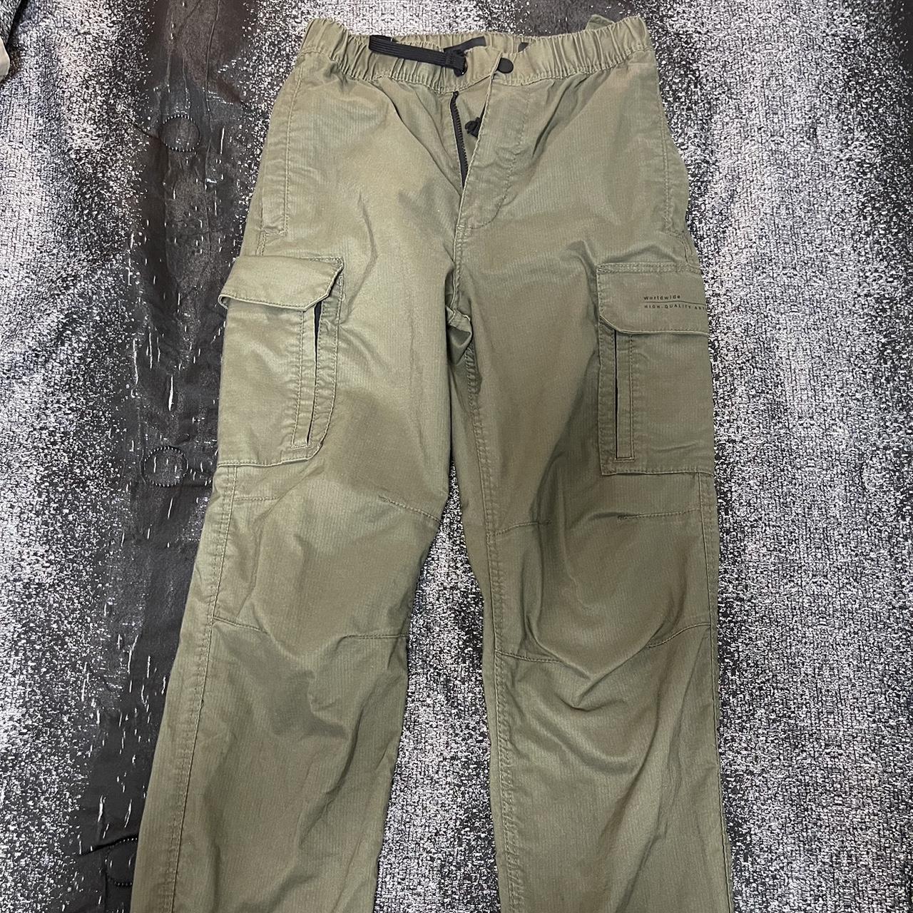 Army green cargo pants LV Hand-stamped in Los - Depop