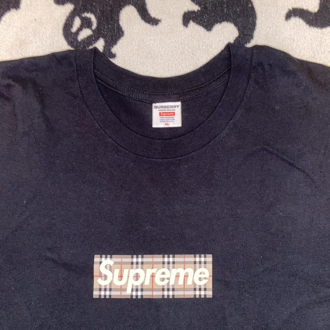 Supreme Burberry Box Logo Black Shirt Men's XL New... - Depop