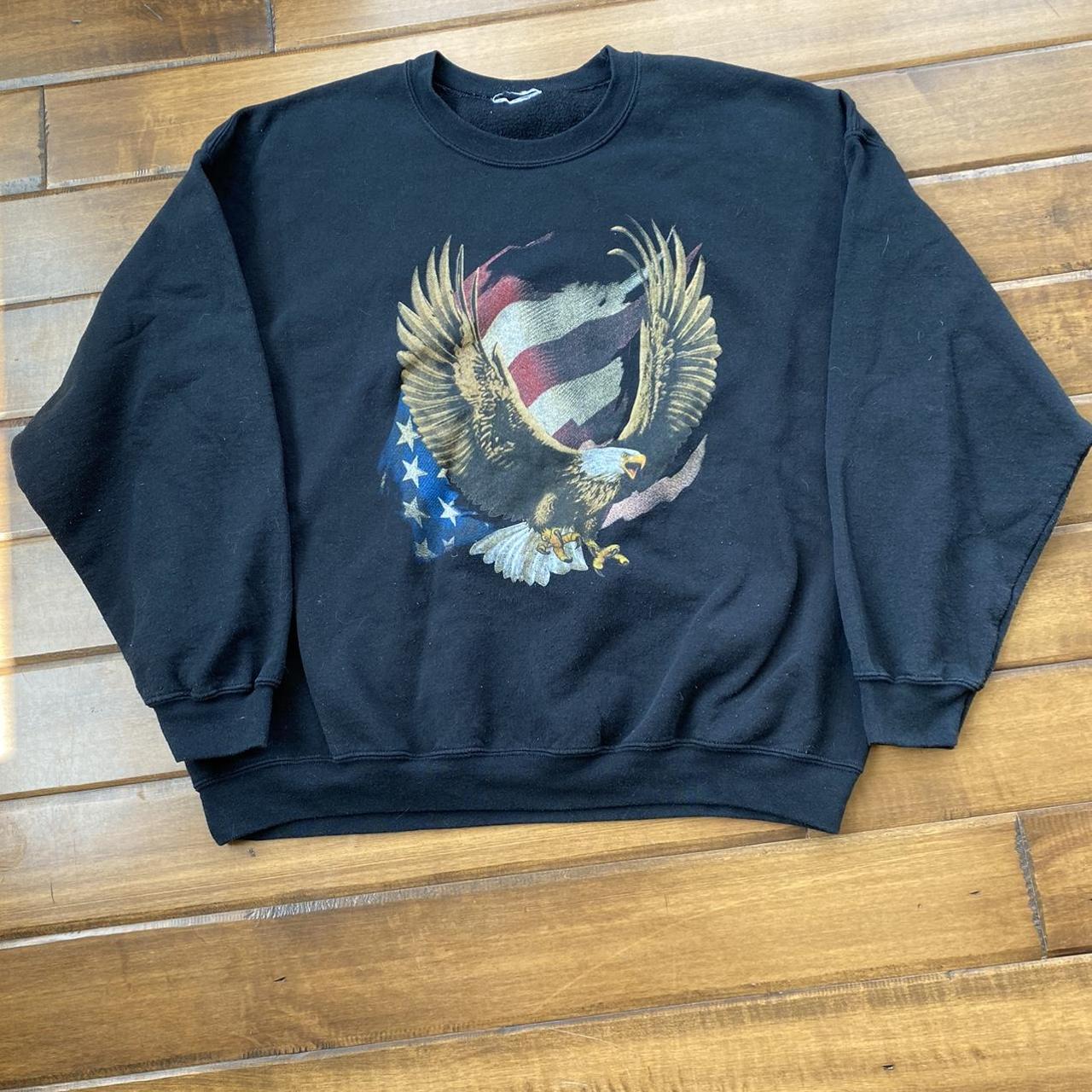 Vintage Eagle With American Flag Sweatshirt... - Depop