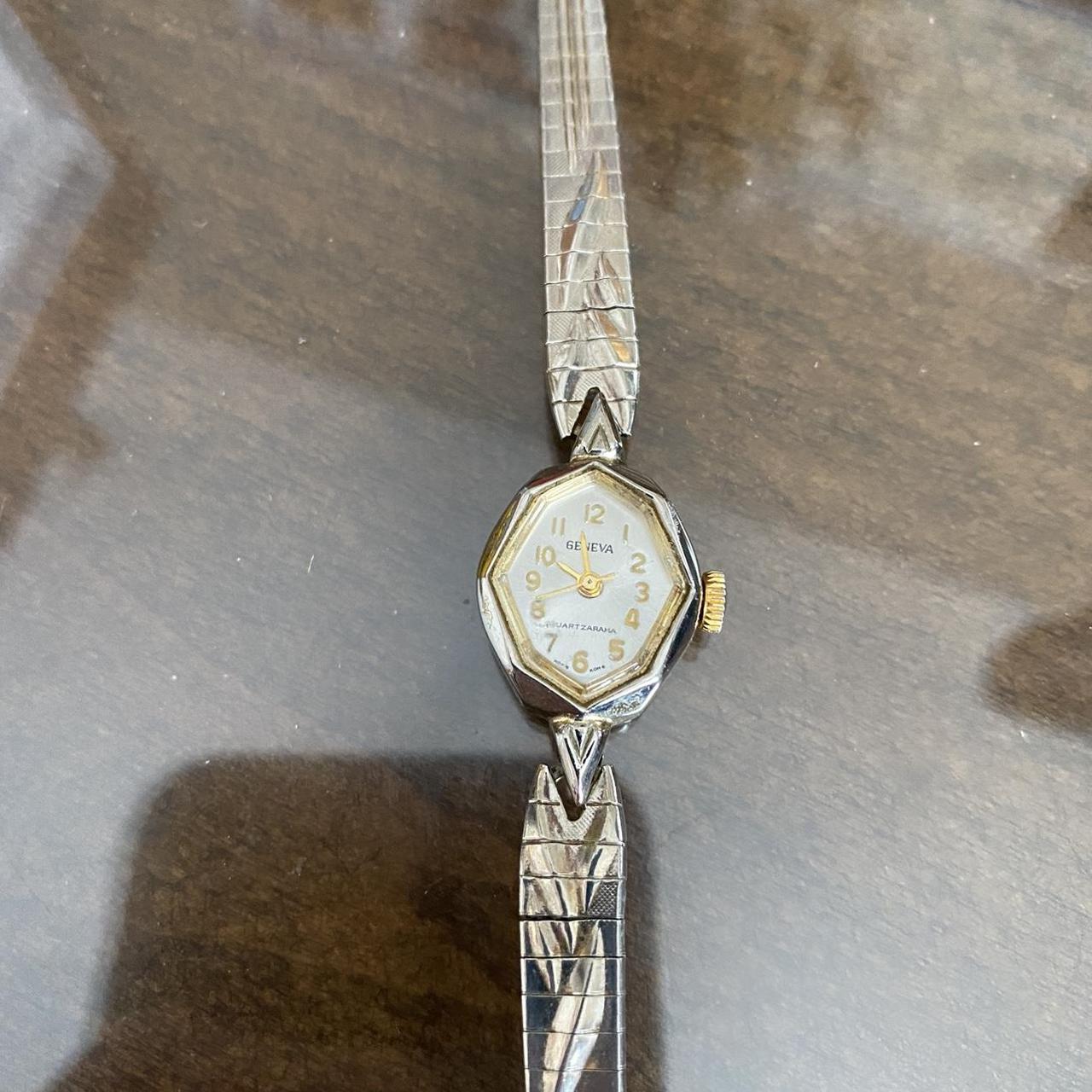 Vintage Silver Geneva Women’s Watch - Depop