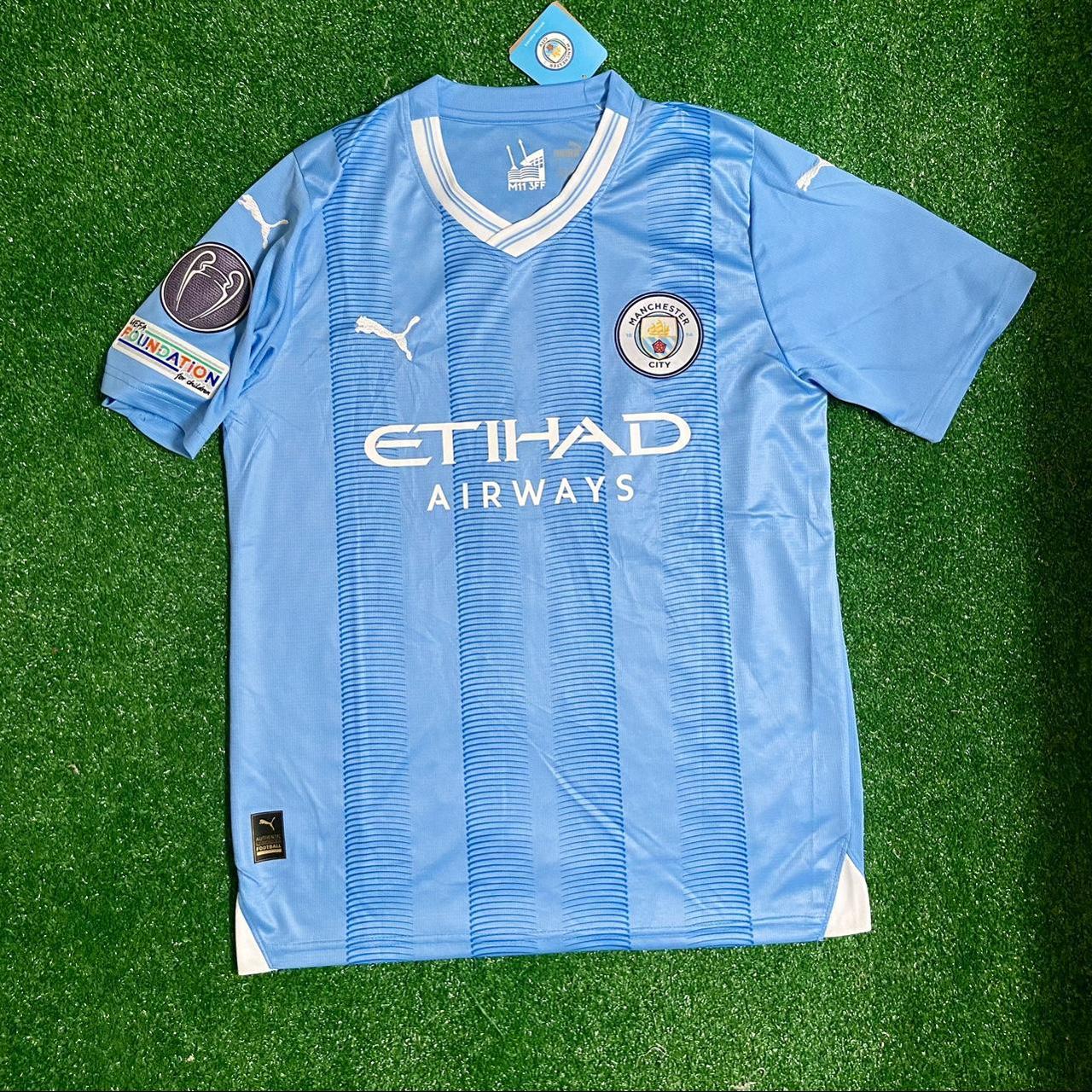 Manchester City Home Jersey 23/24 Haaland Size -... - Depop