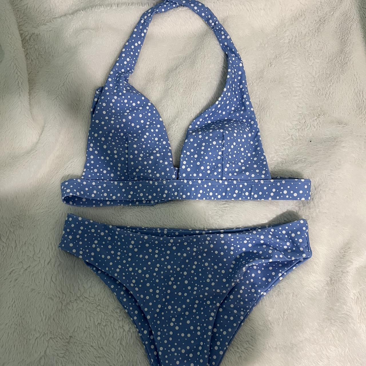 cute blue bikini size s, never worn branded for... - Depop