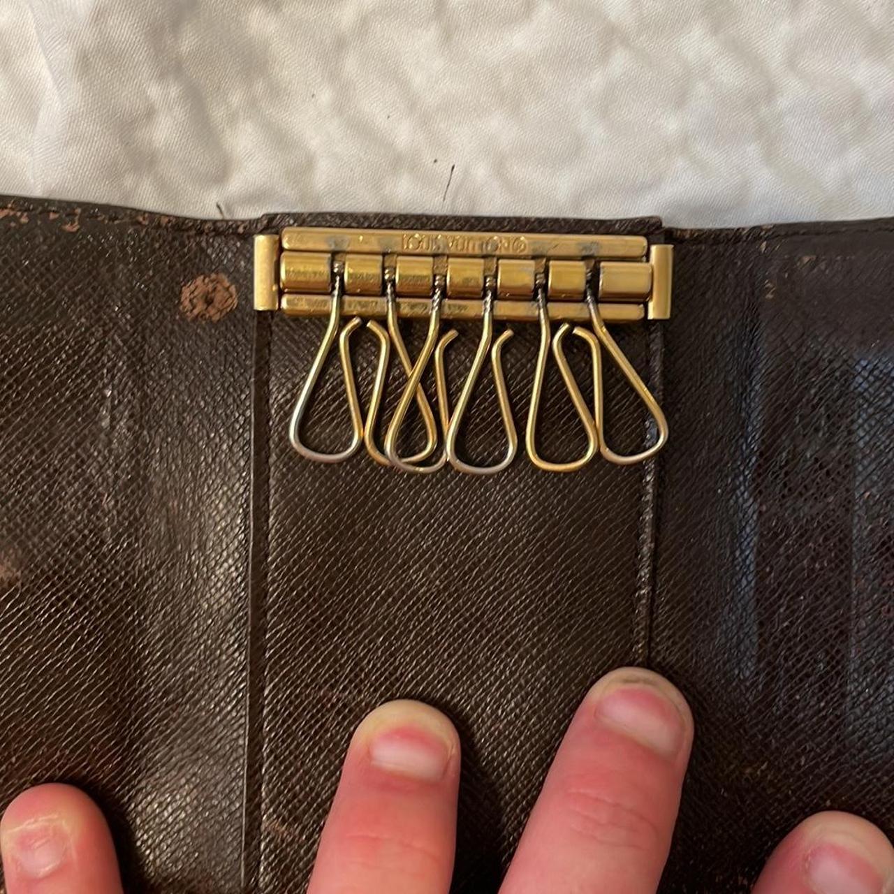 Louis Vuitton Key Pouch in Damier Ebene Gold - Depop