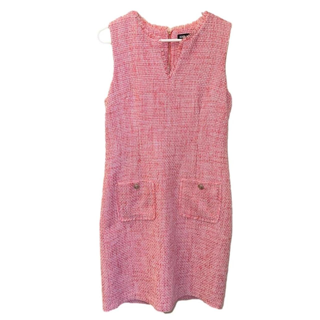 KARL LAGERFELD PARIS Pink White tweed dress size