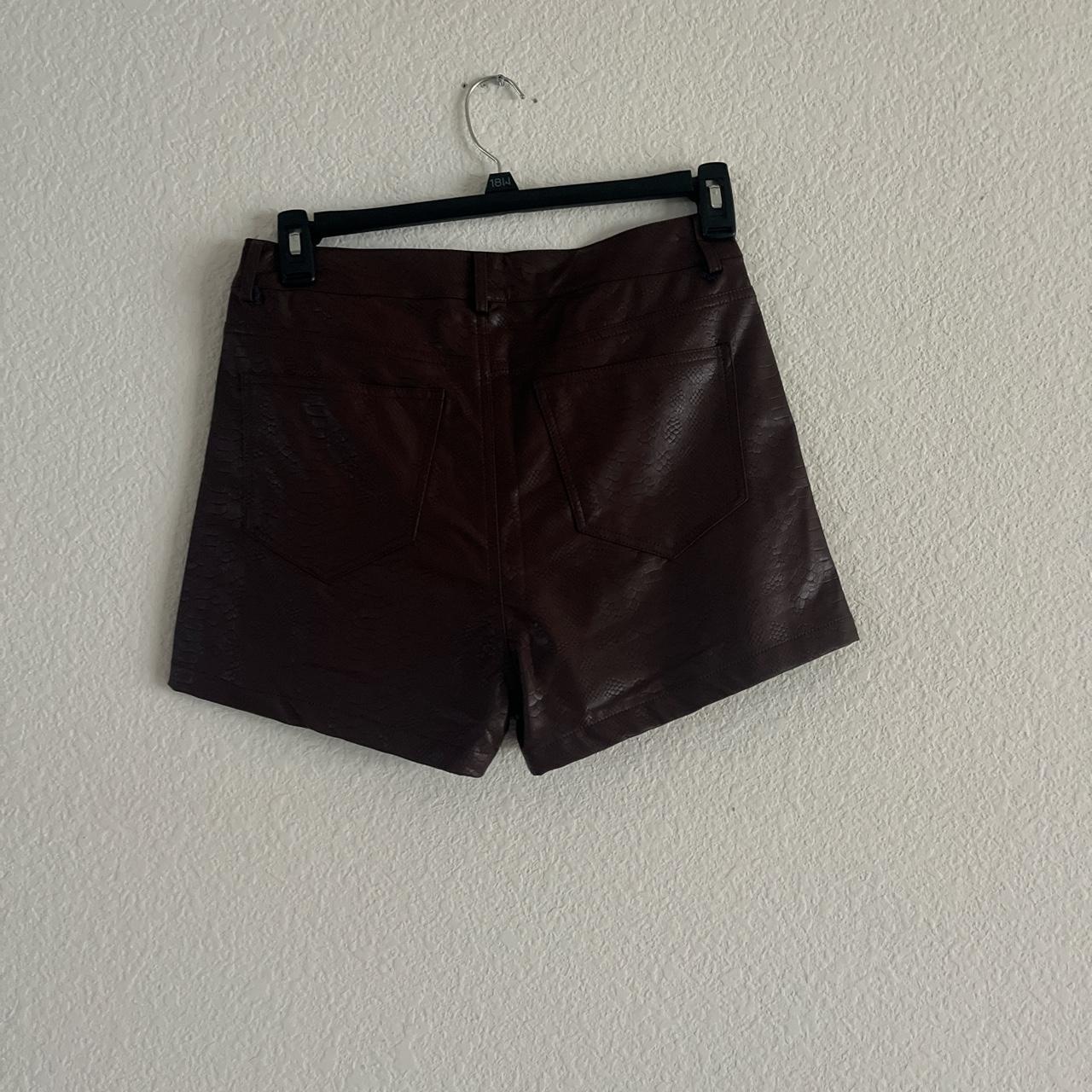 DARK BROWN LEATHER SHORTS -BRAND NEW, never worn... - Depop