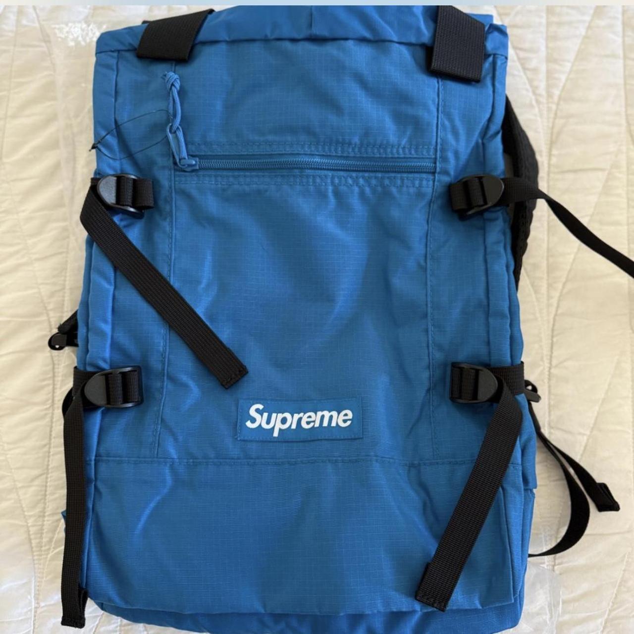Blue supreme-backpack - Depop