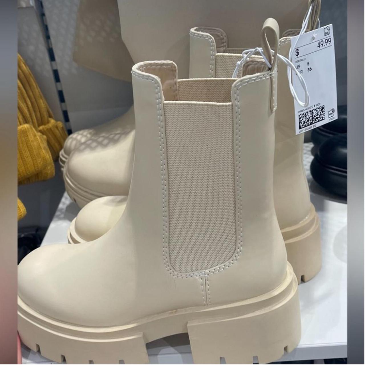 H&M Women's Cream and White Boots | Depop