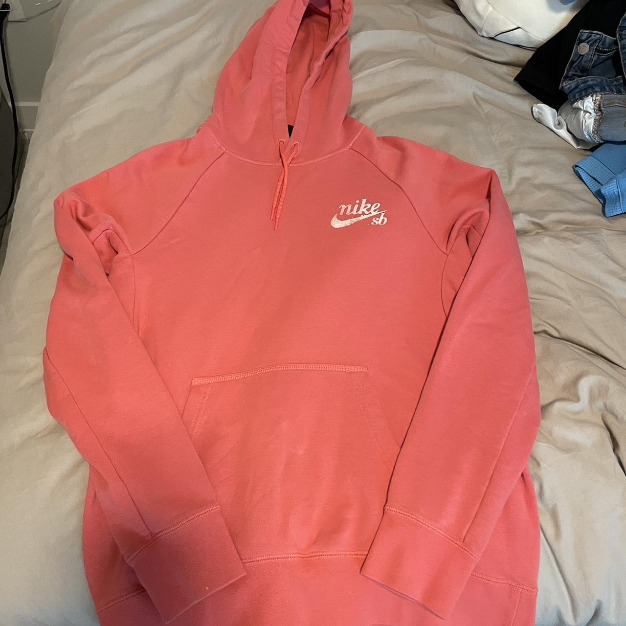 Salmon pink Nike hoodie Size small women s Only Depop