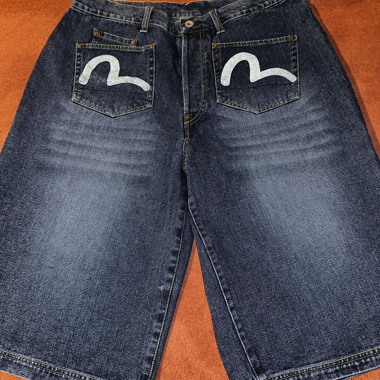 Evisu Baggy Jorts Japanese Denim Shorts Riveted Fly... - Depop