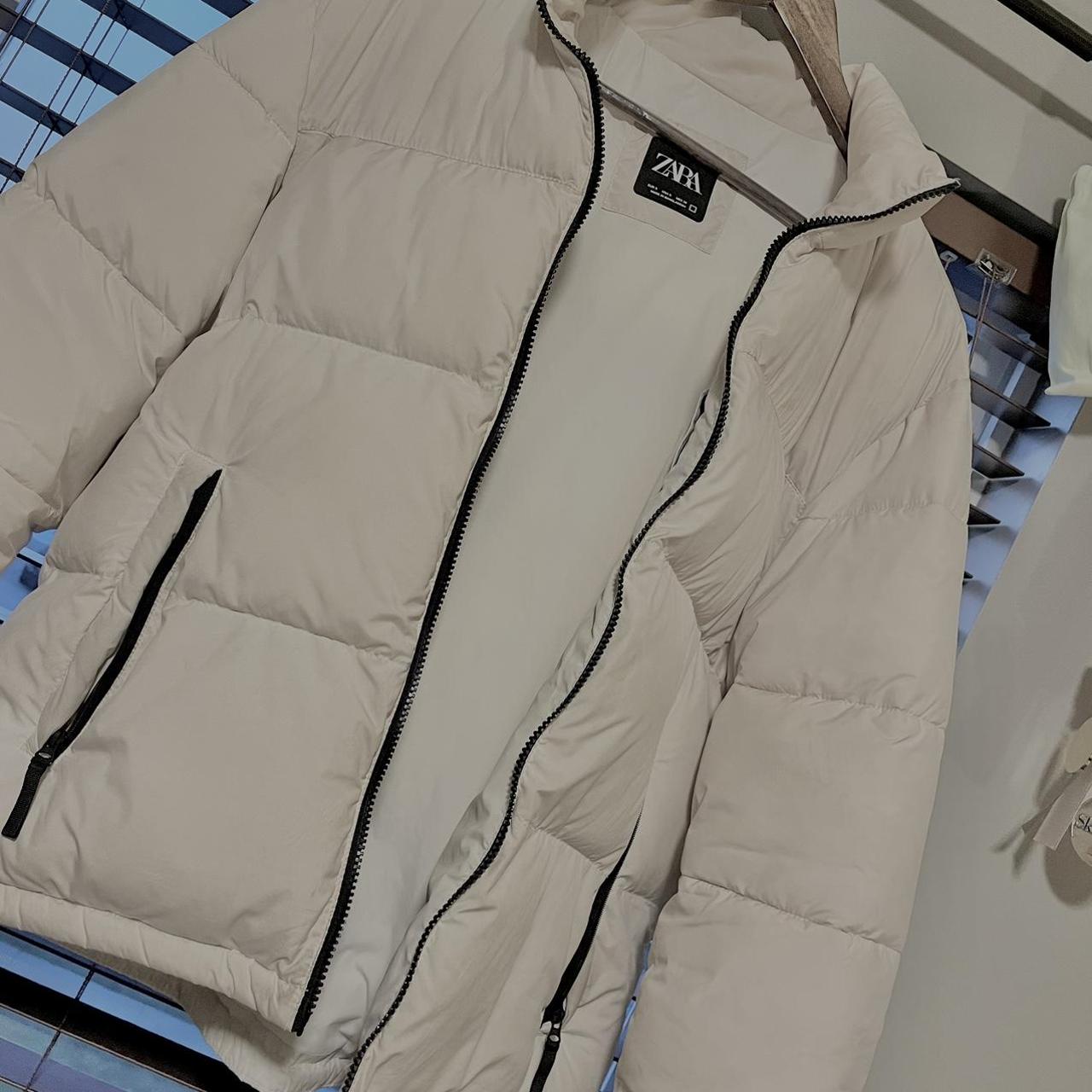 Official Cream in Color Zara Puffer Style Jacket Depop