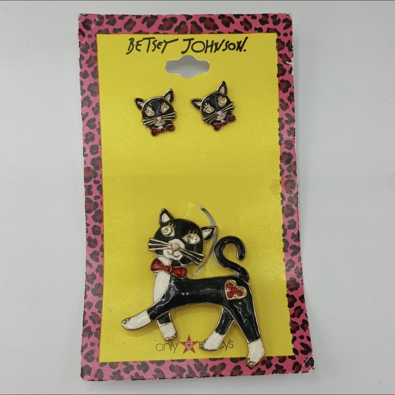 Betsey johnson black hot sale cat earrings