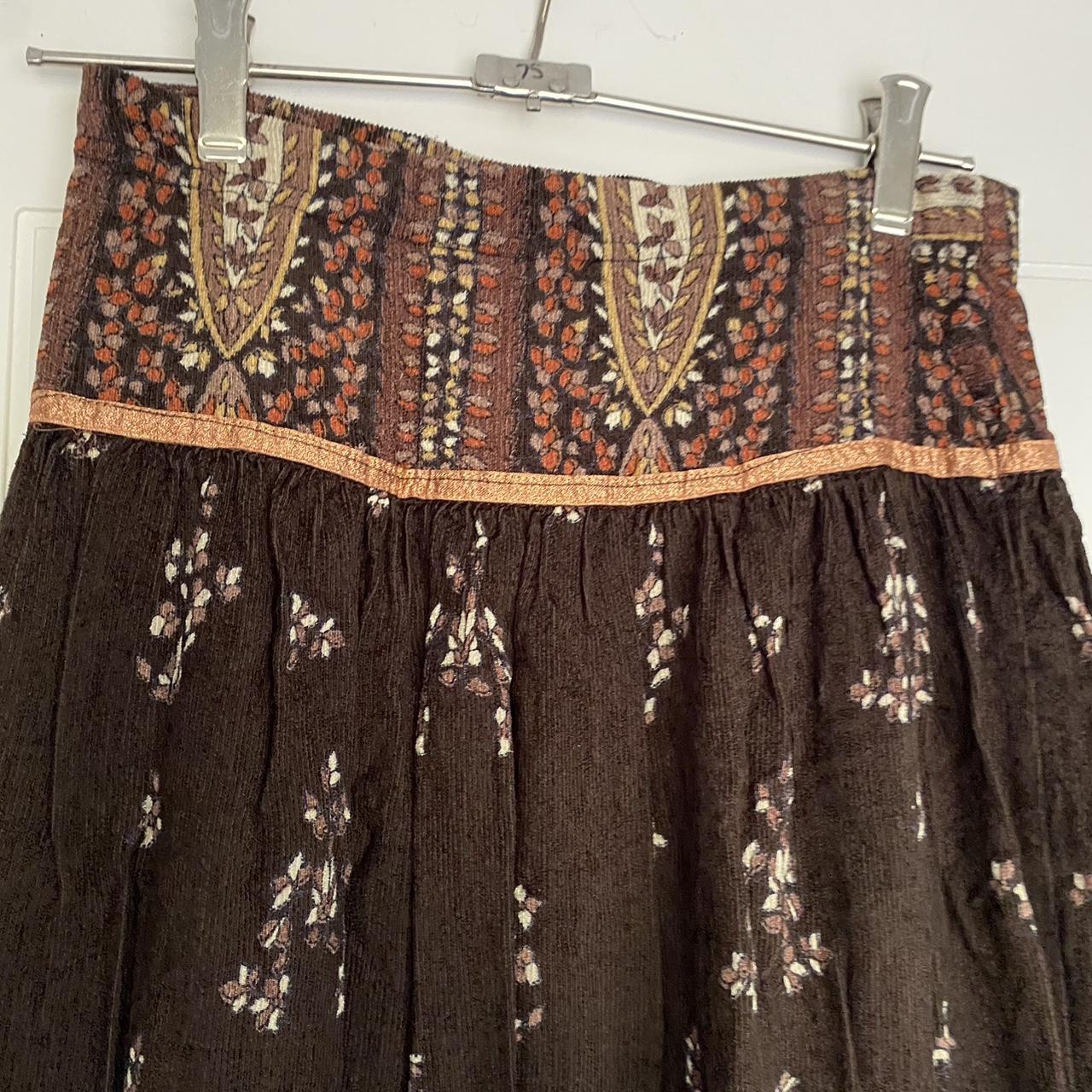 VINTAGE BROWN BOHO SKIRT unlabelled vintage skirt... - Depop