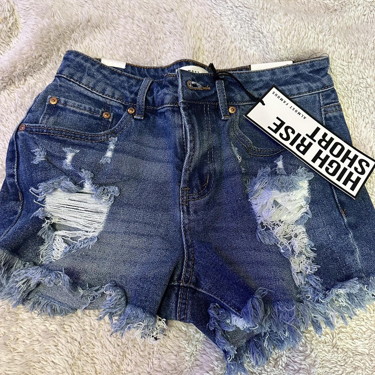 Almost Famous Women's Navy Shorts Depop