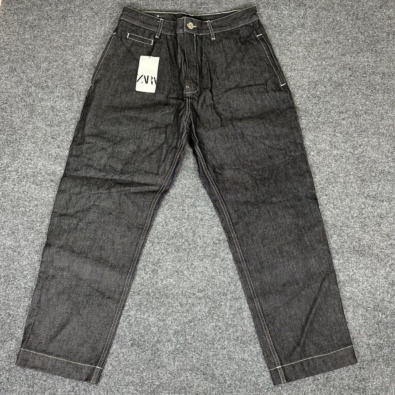 Zara Jeans Mens 32x27 Black Denim Straight Leg Dark... Depop